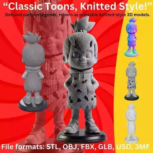 Stylized Knit Pebbles Flintstone Figure 3D print model
