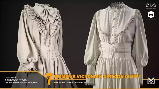 7 Women Victorian Vintage Outfit