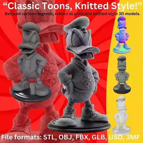 Stylized Knit Donald Duck Figure 3D print model