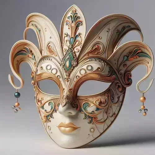 622   Venetian  Carnival  Mask    Color   3D Model 3D print model