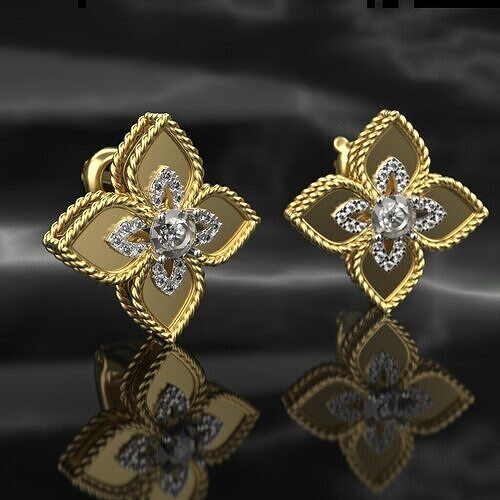Roberto Coin Earrings With Gems 3D print model