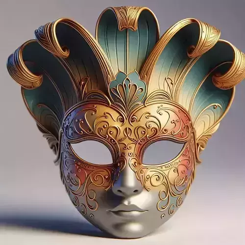 623  Venetian  Carnival  Mask    Color     3D Model