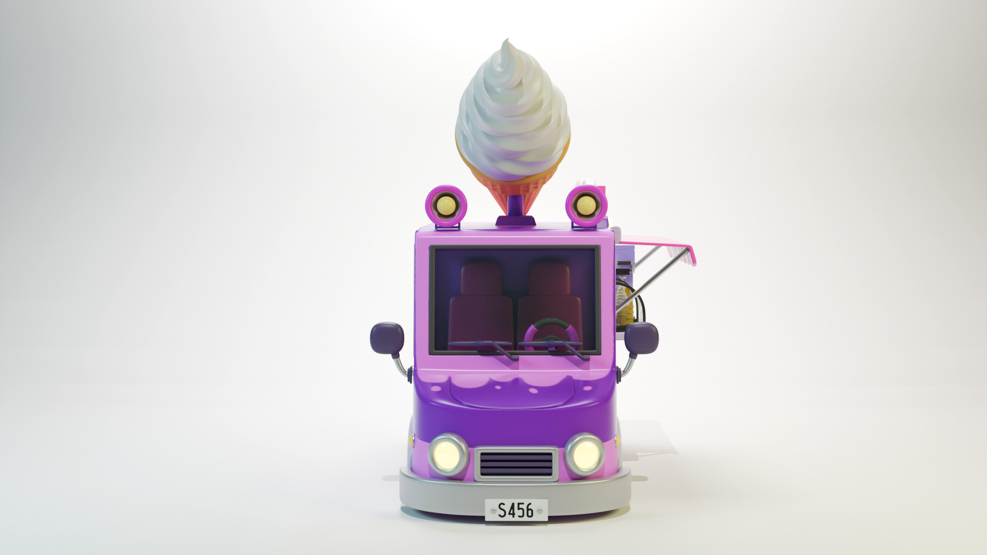 Low Poly Casual Ice Cream Bus 3D model_1