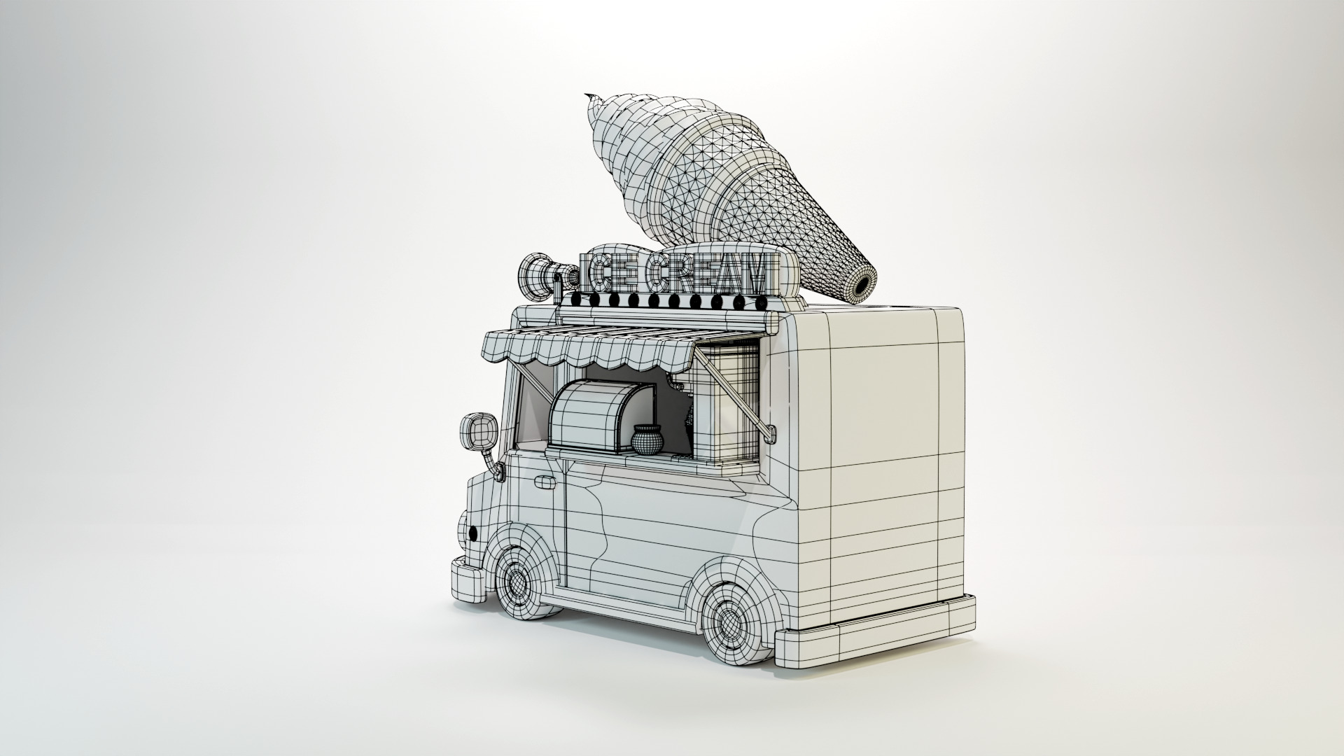 Low Poly Casual Ice Cream Bus 3D model_8