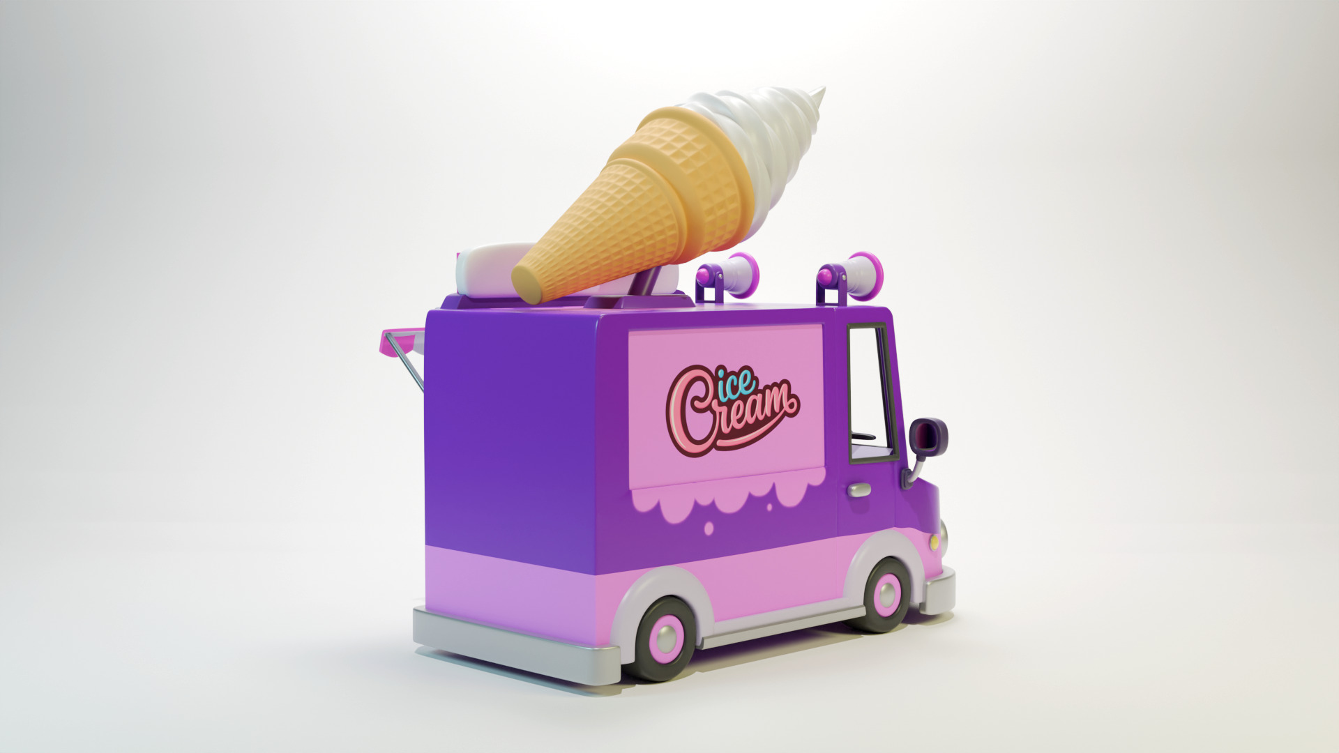 Low Poly Casual Ice Cream Bus 3D model_4