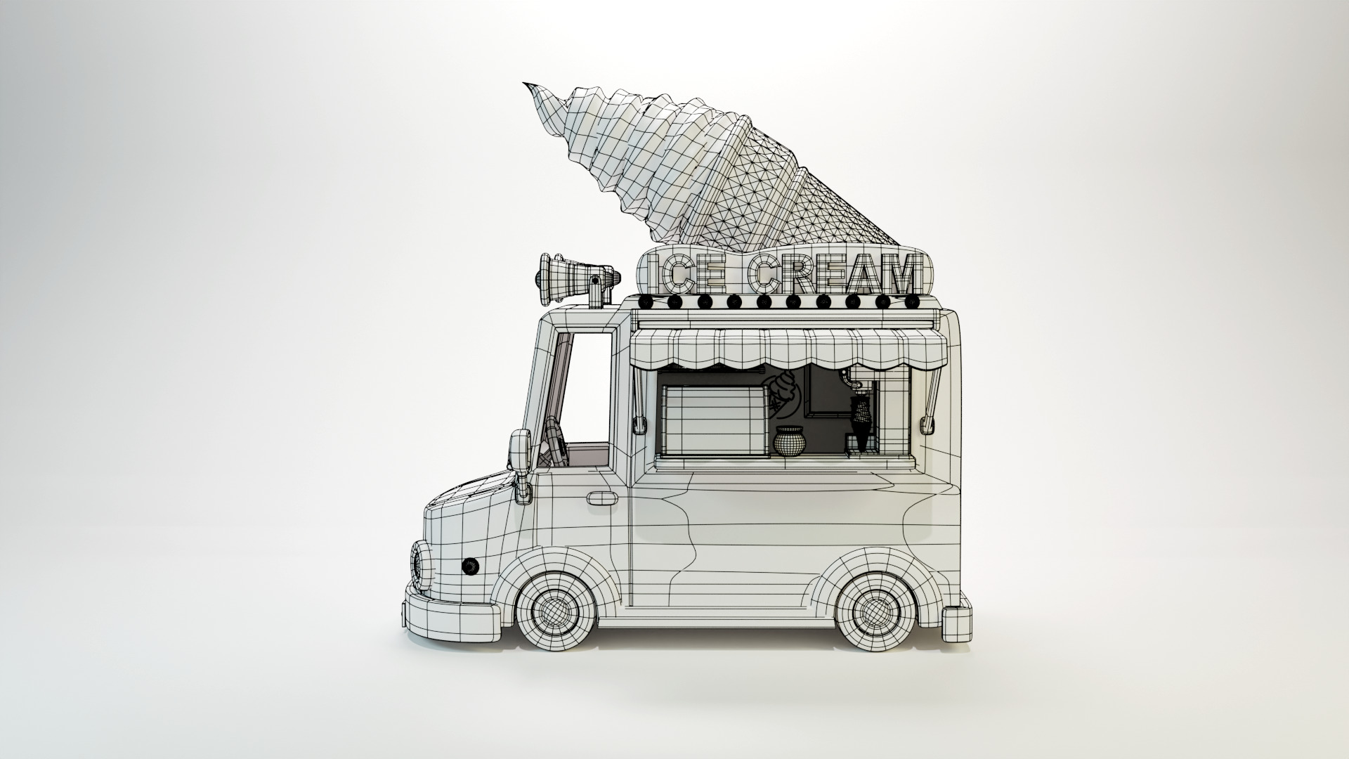 Low Poly Casual Ice Cream Bus 3D model_7