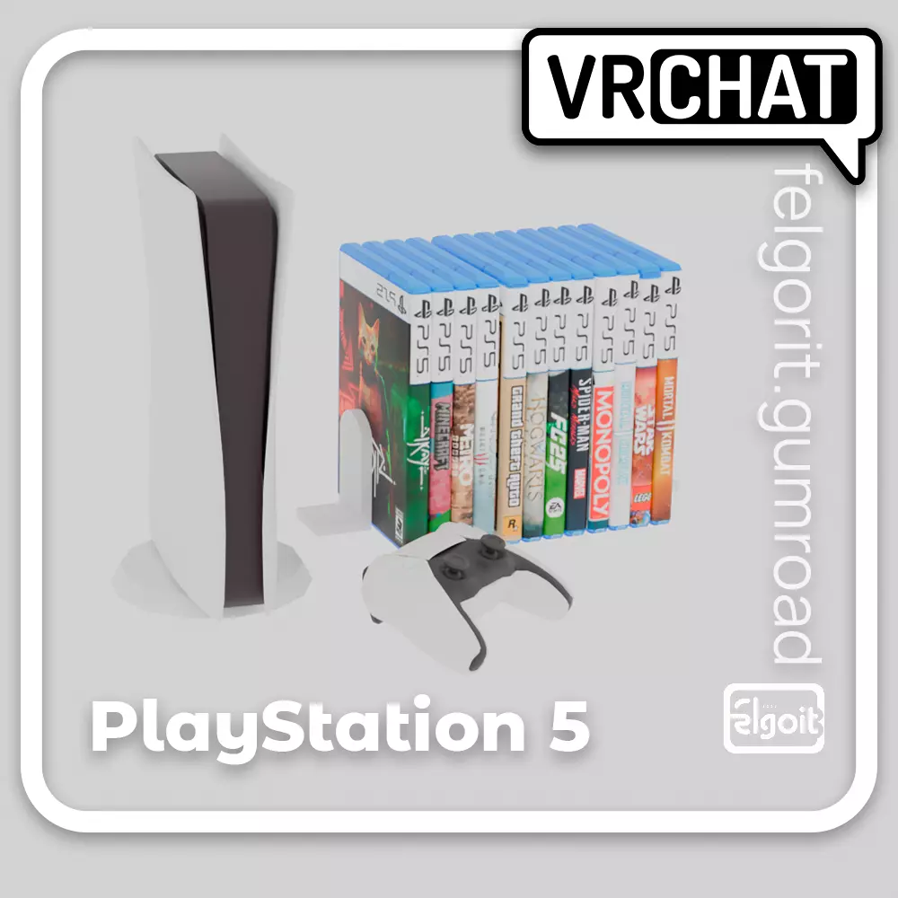 Low-Poly PlayStation 5 3D Model for VRChat and Mobile Games Low-poly 3D model