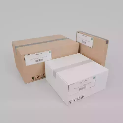 White and Standard Cardboard Box Trio - Rigged and Customizable 3D Model Collection