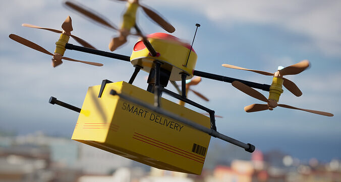 Smart Delivery Drone Low-poly 3D model
