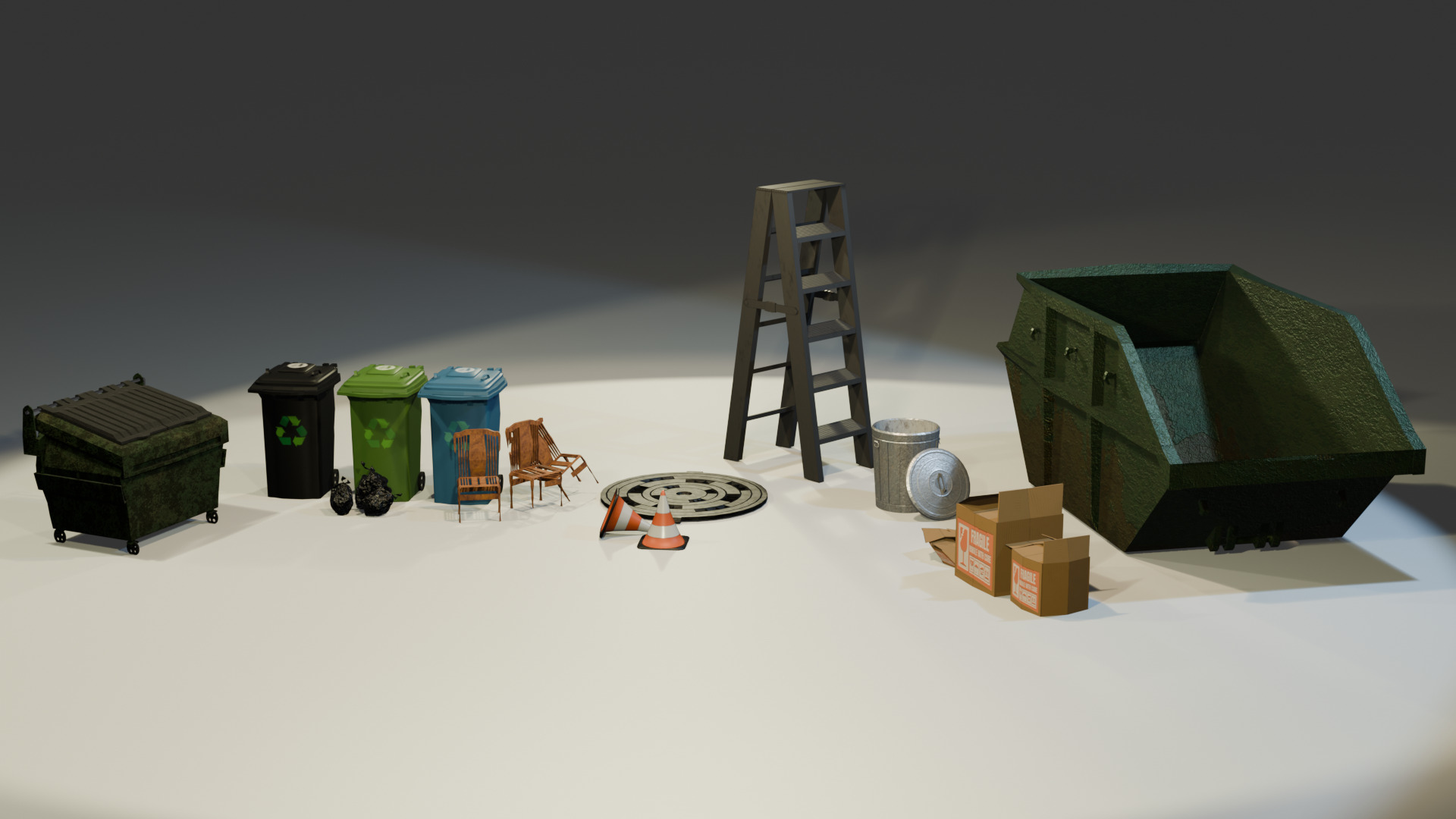 Alleyway Environment Asset Pack - Realistic Low Poly Gameready Low-poly 3D model_6