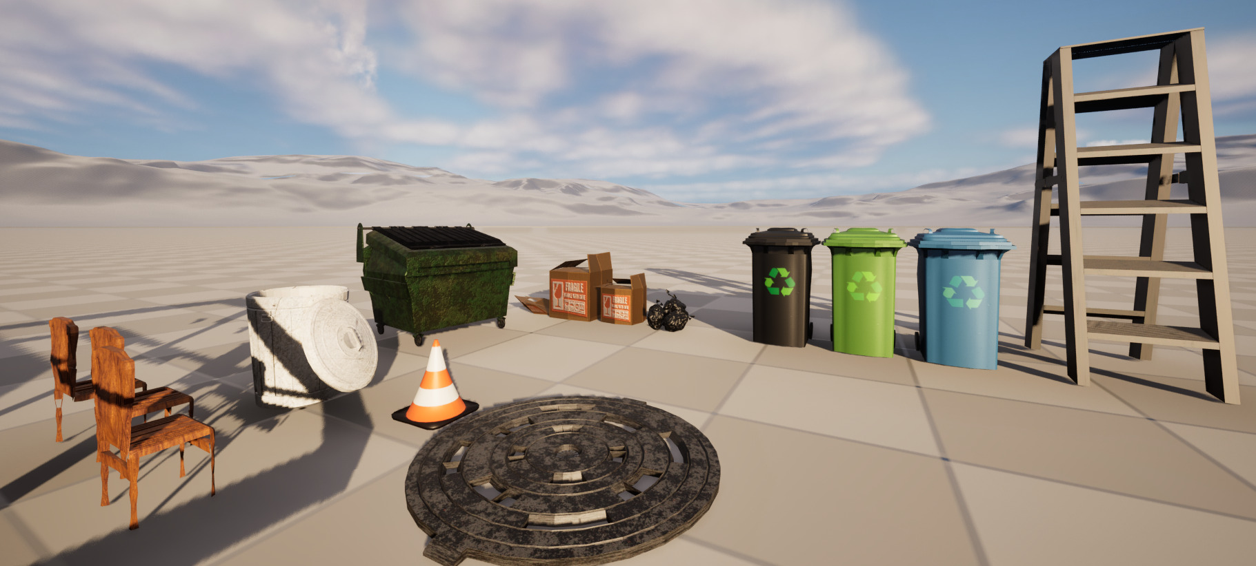 Alleyway Environment Asset Pack - Realistic Low Poly Gameready Low-poly 3D model_9