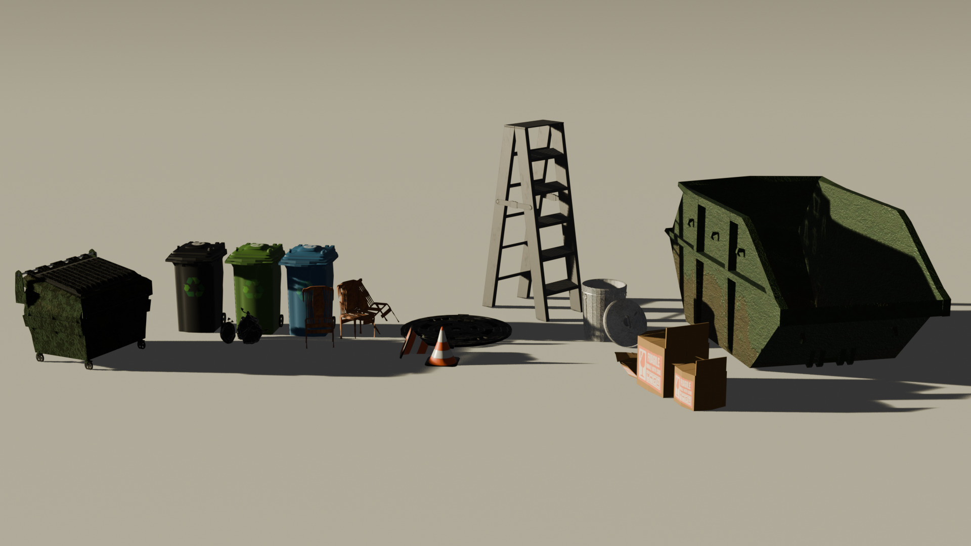 Alleyway Environment Asset Pack - Realistic Low Poly Gameready Low-poly 3D model_5