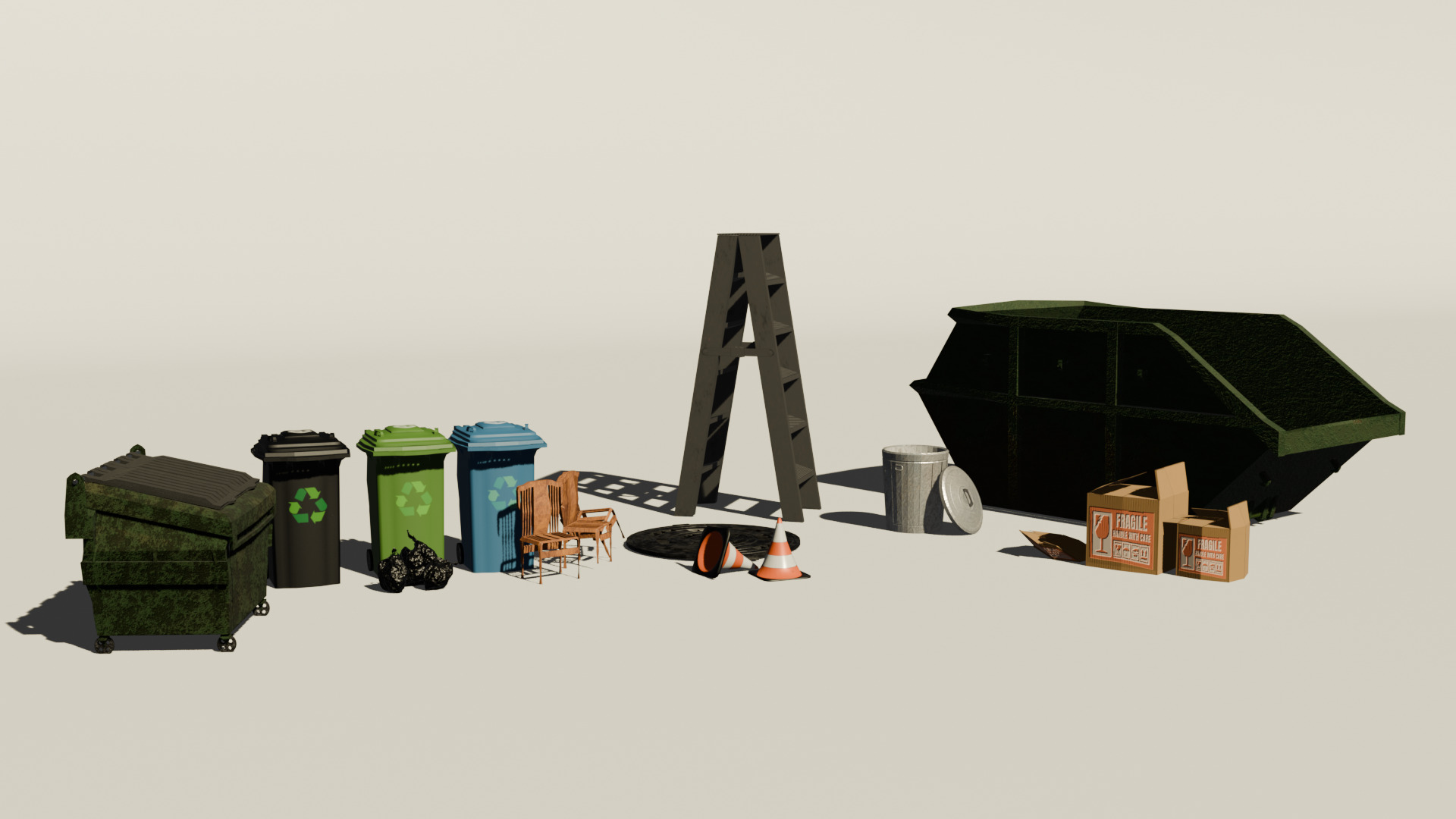 Alleyway Environment Asset Pack - Realistic Low Poly Gameready Low-poly 3D model_2