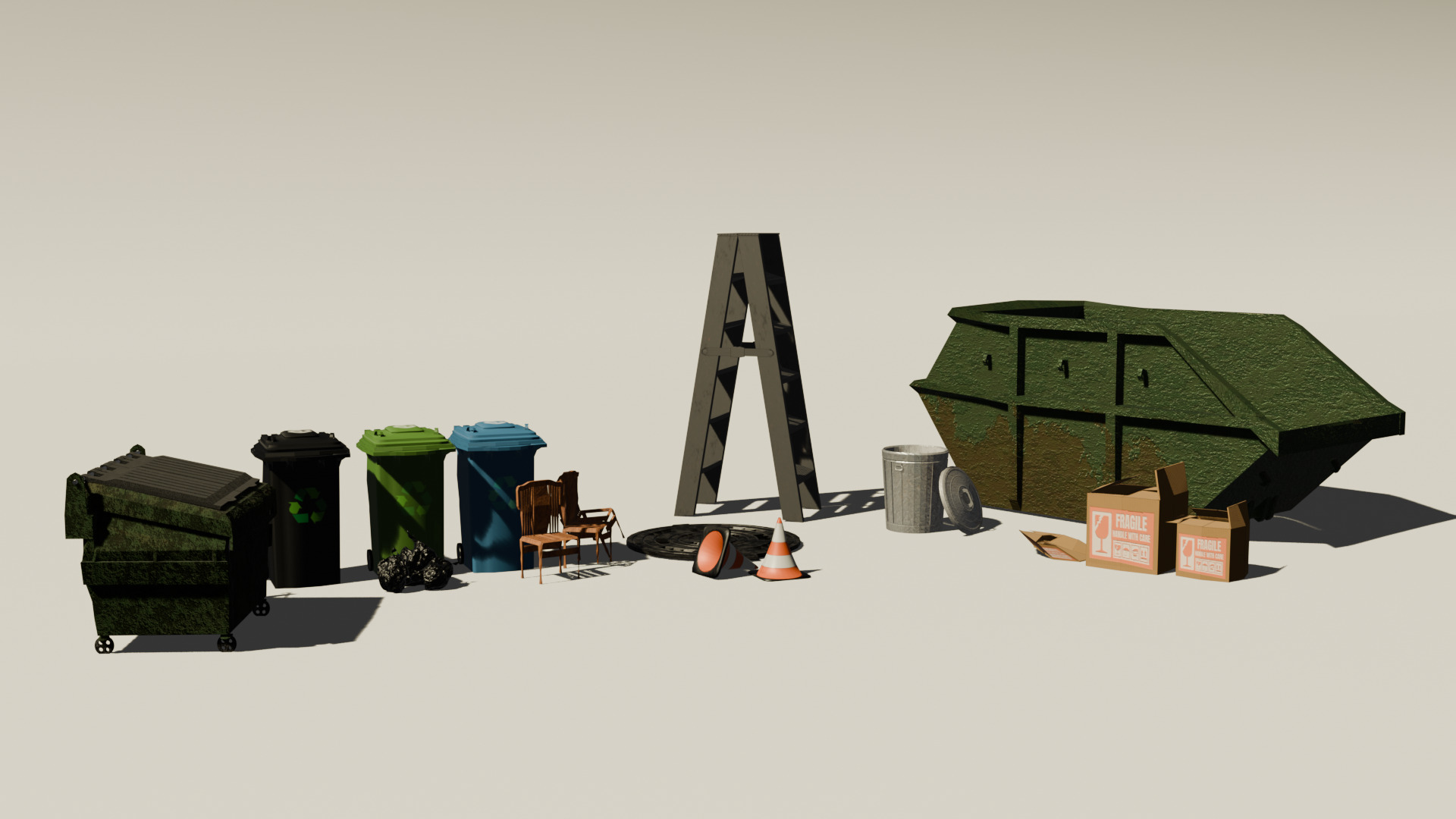 Alleyway Environment Asset Pack - Realistic Low Poly Gameready Low-poly 3D model_4