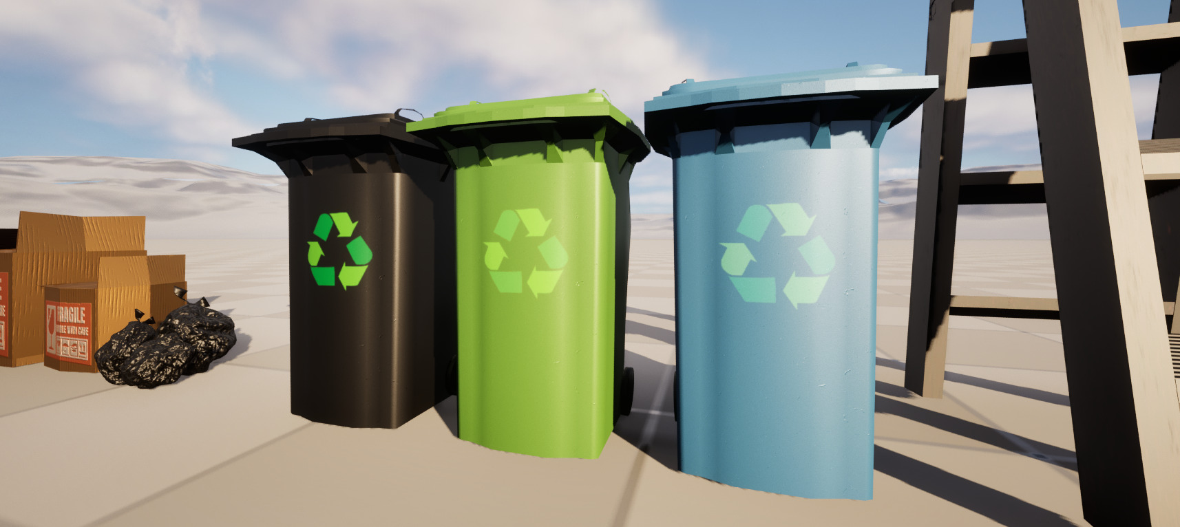 Alleyway Environment Asset Pack - Realistic Low Poly Gameready Low-poly 3D model_15