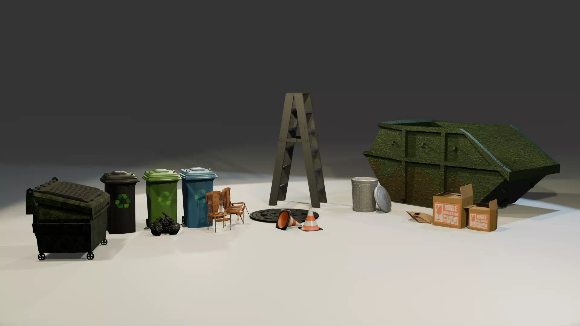 Alleyway Environment Asset Pack - Realistic Low Poly Gameready Low-poly 3D model_0