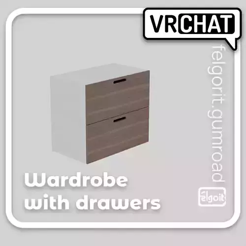 Wardrobe with Drawers 3D Model Low-poly 3D model