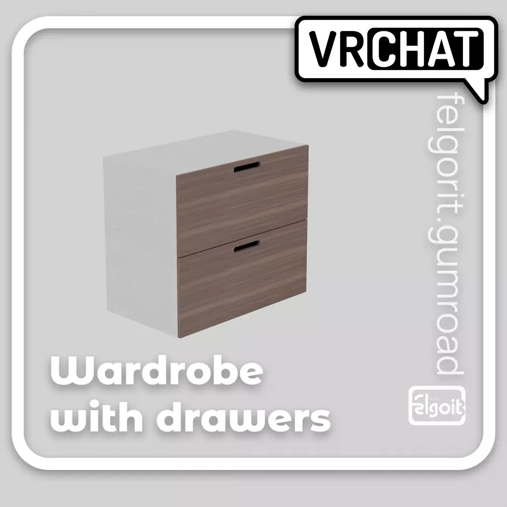 Wardrobe with Drawers 3D Model Low-poly 3D model_0
