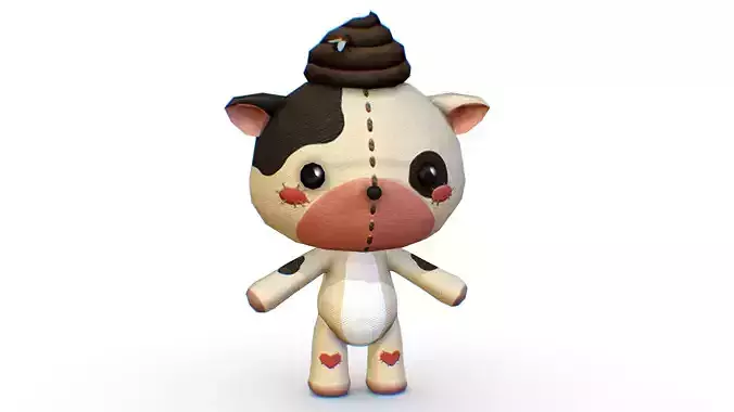 Soft White Bear Toy Rigged Skinned Cuddly Fluffy Plush  Low-poly 3D model