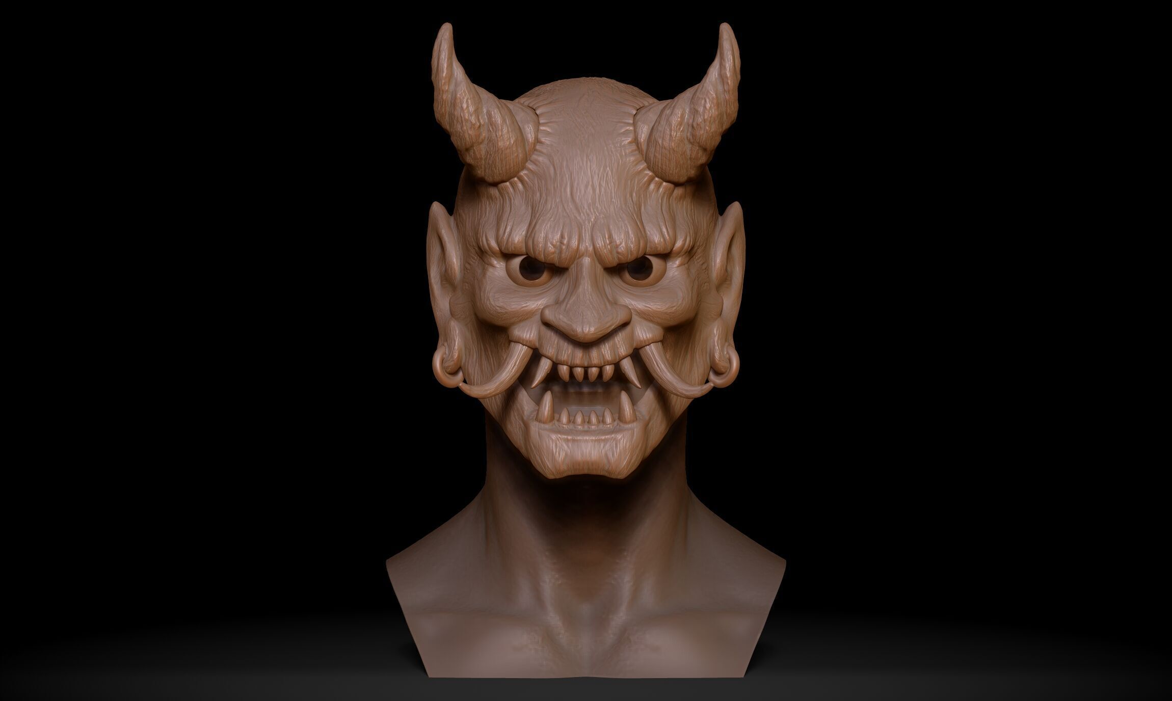 Oni Mask - Japanese Demon  3D print model_9
