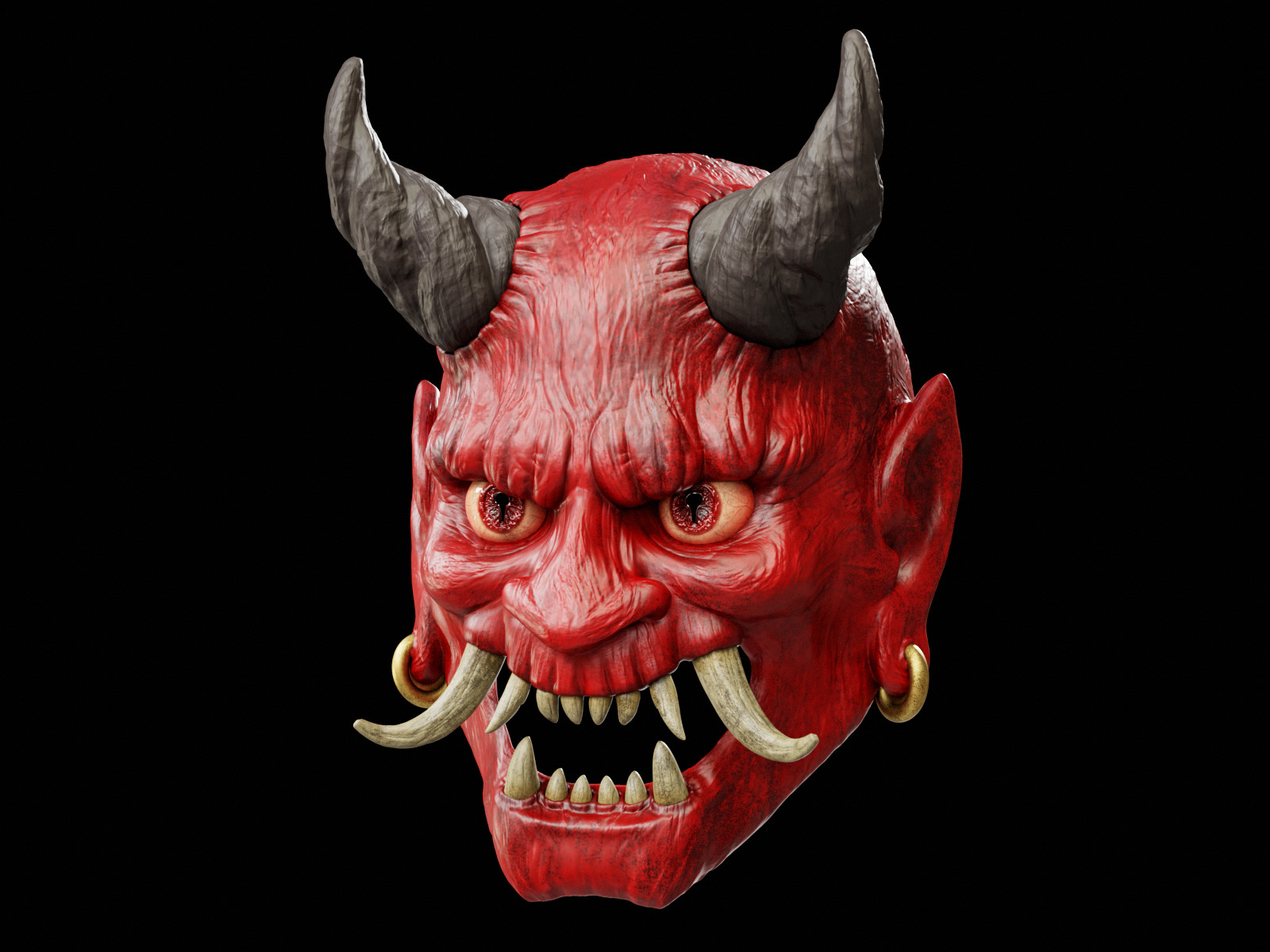 Oni Mask - Japanese Demon  3D print model_7