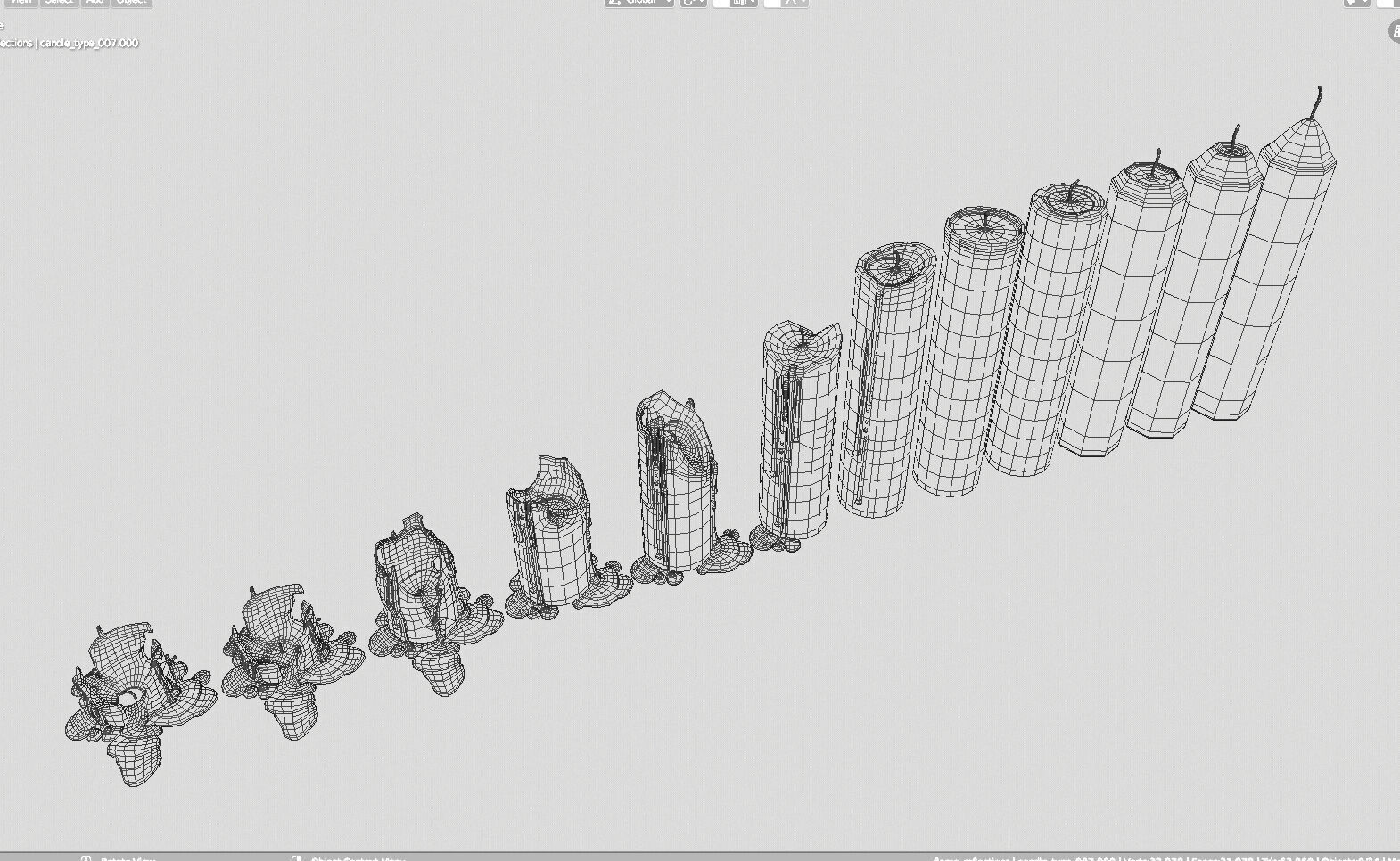 Molten Candle Complete Life Cycle - Burn Stages - Cylindrical B Low-poly 3D model_4