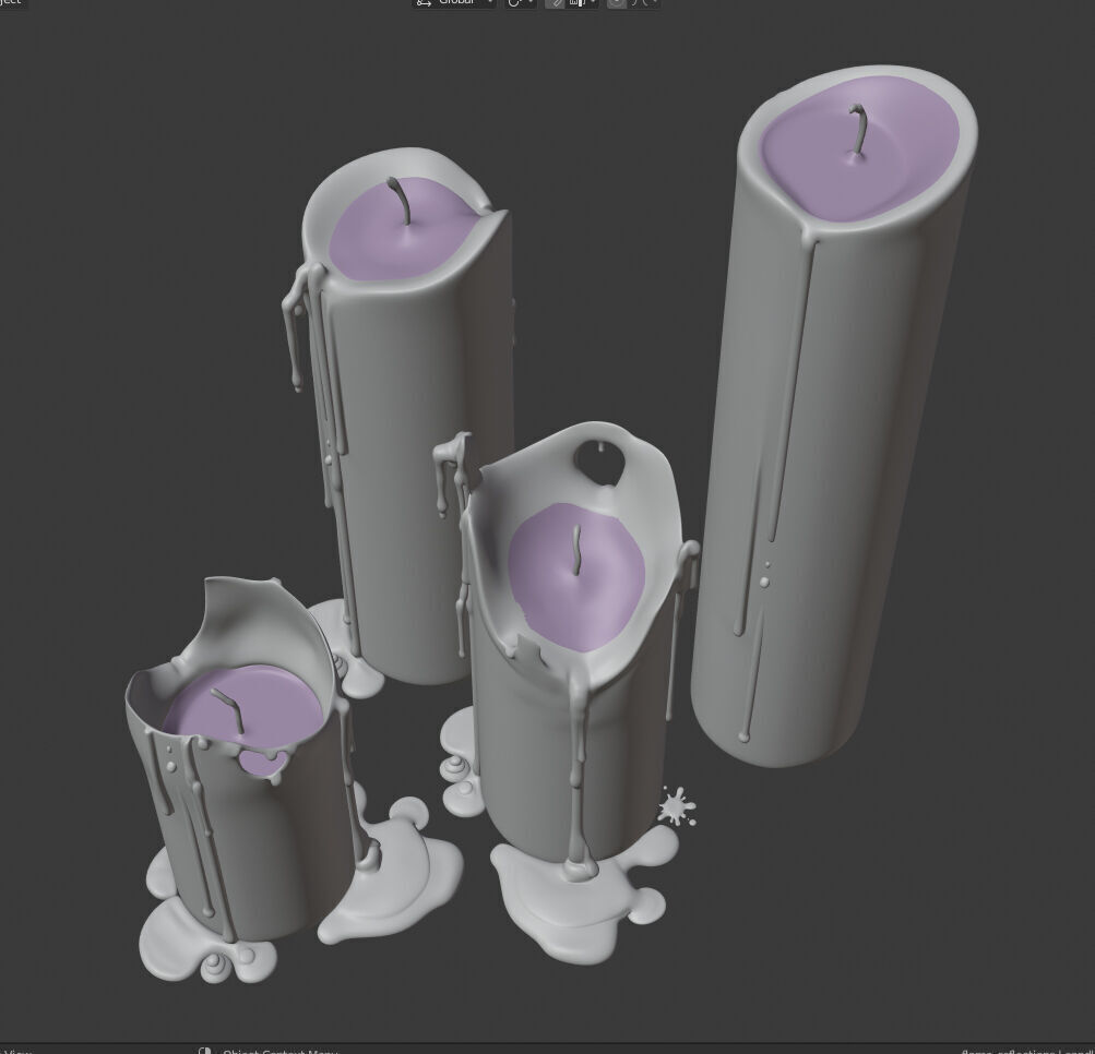 Molten Candle Complete Life Cycle - Burn Stages - Cylindrical B Low-poly 3D model_5