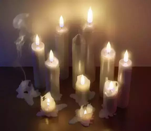 Molten Candle Complete Life Cycle - Burn Stages - Cylindrical B Low-poly 3D model