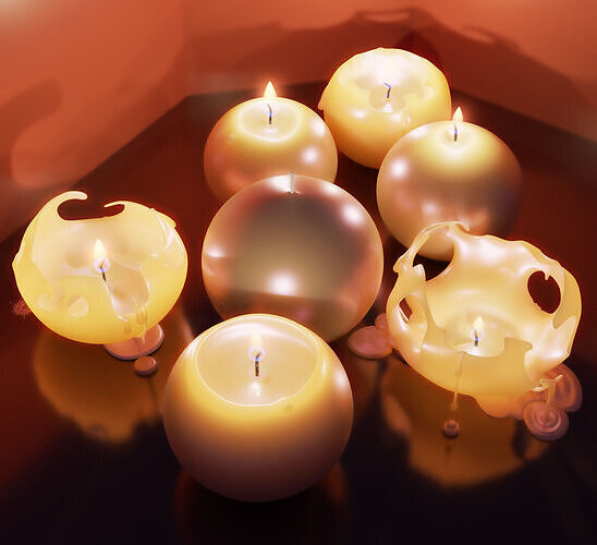 Molten Candle Complete Life Cycle - Burn Stages - Spherical A Low-poly 3D model