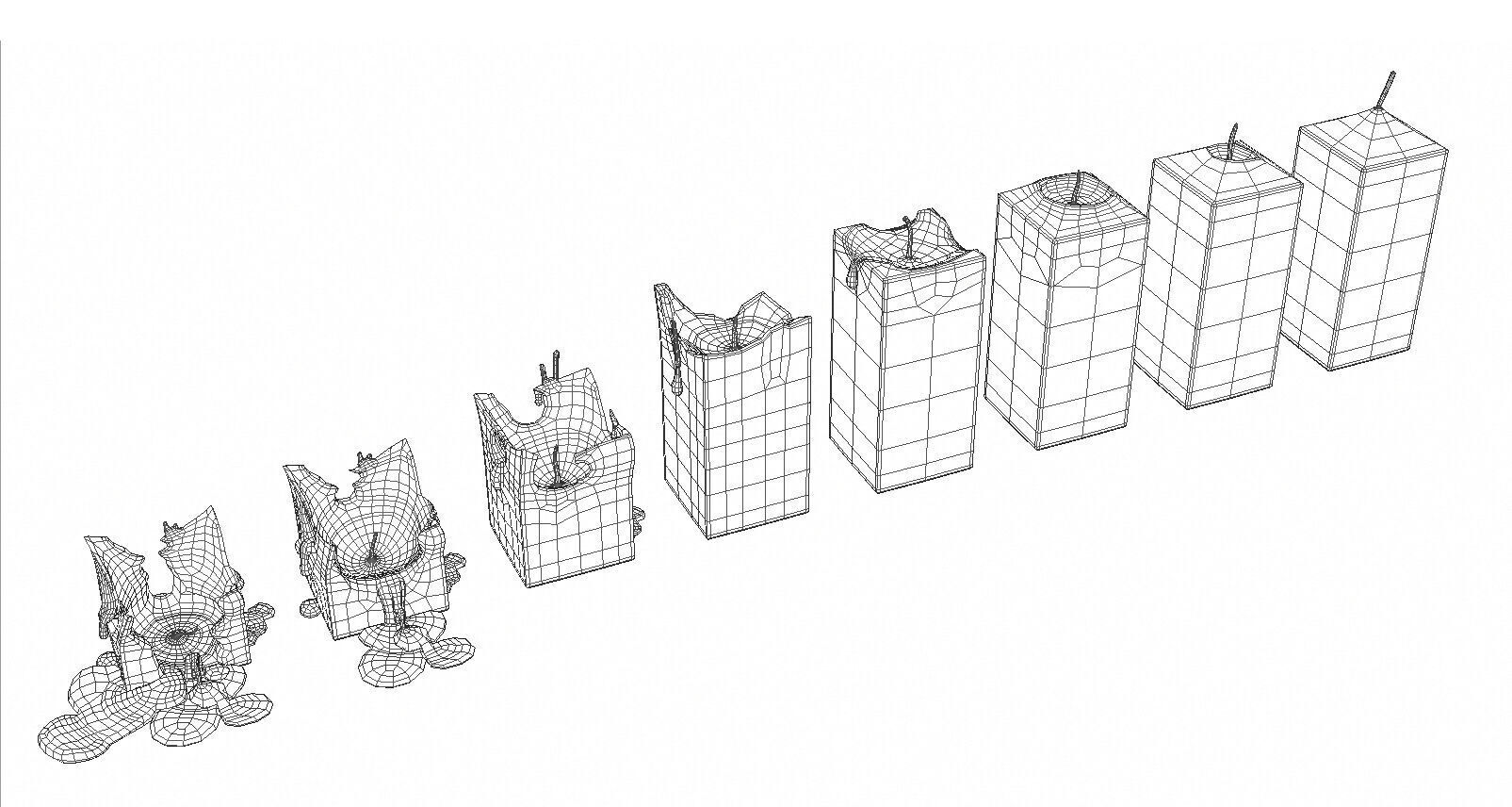 Molten Candle Complete Life Cycle - Burn Stages - Cubic Square A Low-poly 3D model_4