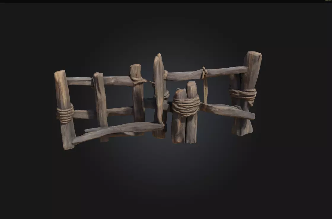 Rustic Wooden Fence Simple Craftsmanship for Natural 3D model