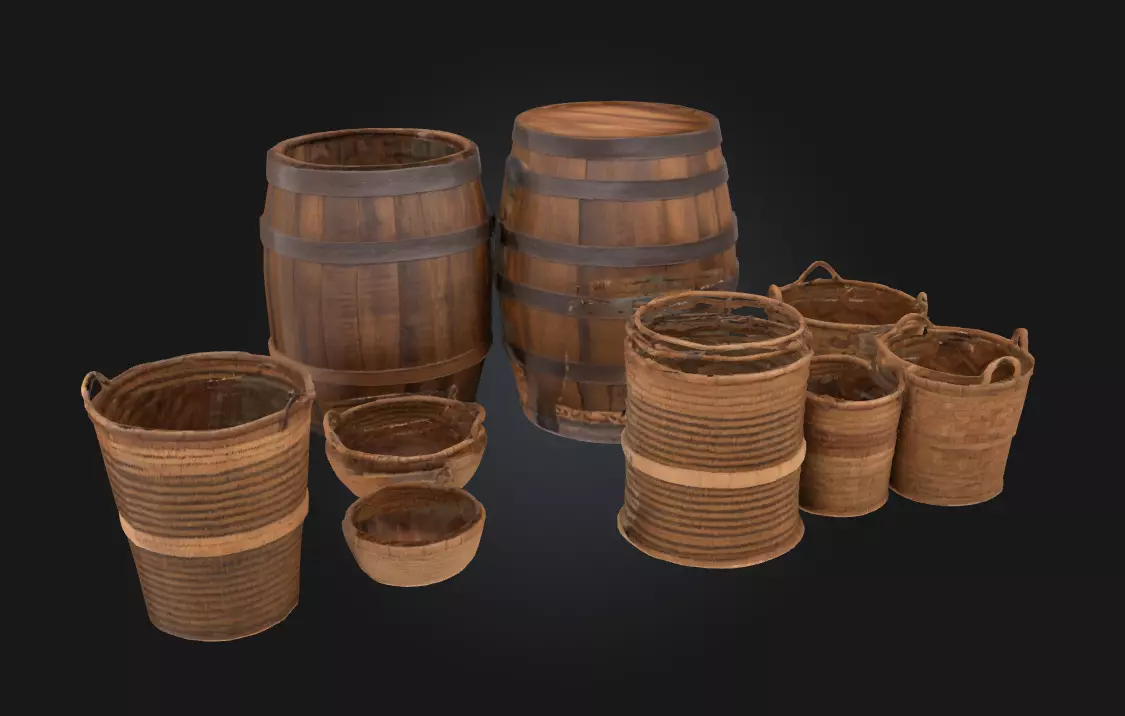 Barrels and Baskets Everyday Storage of a Bygone Era 3D model_0