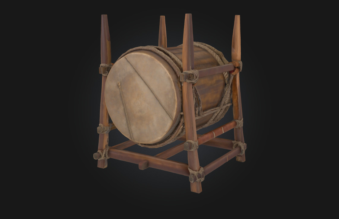Medieval War Drum  The Beating Heart of Battlefield Command 3D model_3
