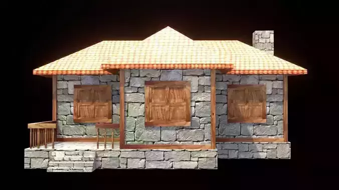 medieval house low poly village town residential game ready 9