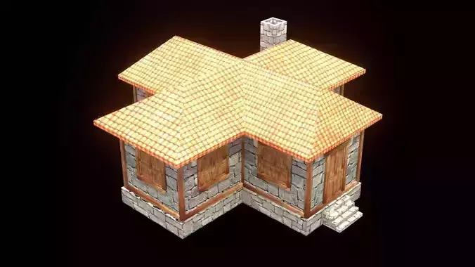 medieval house low poly village town residential game ready 8