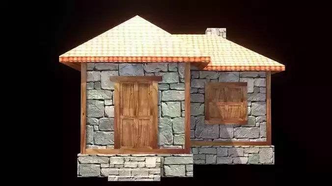 medieval house low poly village town residential game ready 7