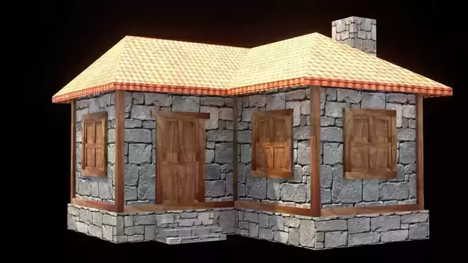 medieval house low poly village town residential game ready 6