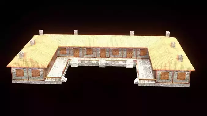 medieval house low poly village town residential game ready 50