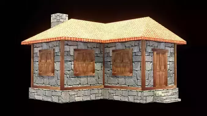 medieval house low poly village town residential game ready 5