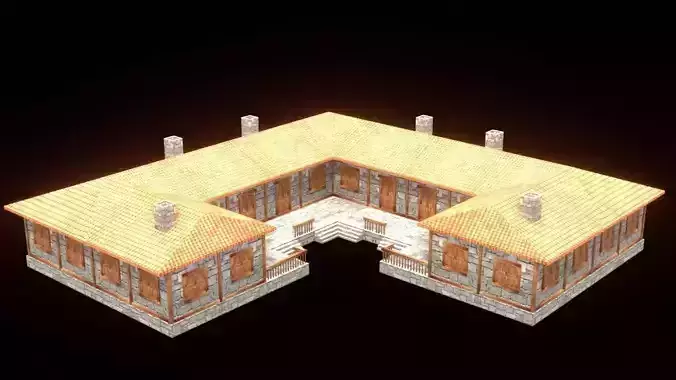 medieval house low poly village town residential game ready 48