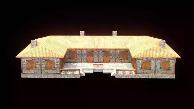 medieval house low poly village town residential game ready 47