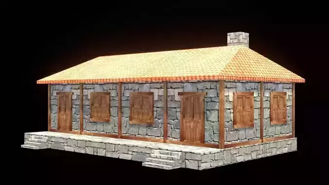 medieval house low poly village town residential game ready 42