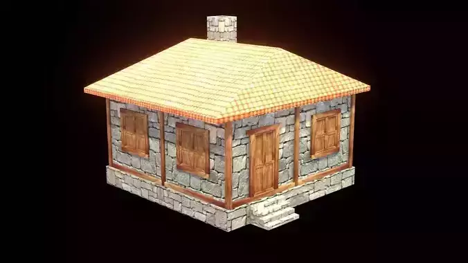 medieval house low poly village town residential game ready 41