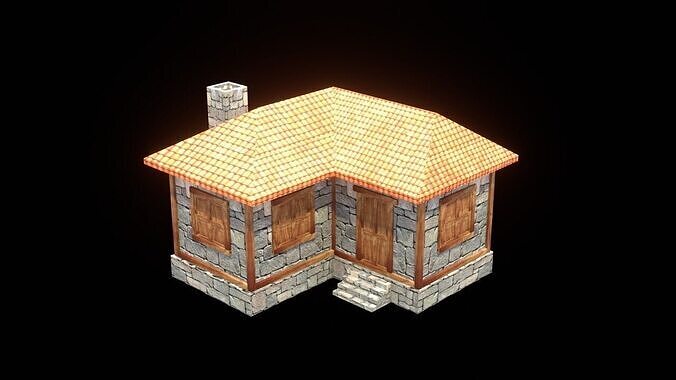 medieval house low poly village town residential game ready 4 Low-poly 3D model