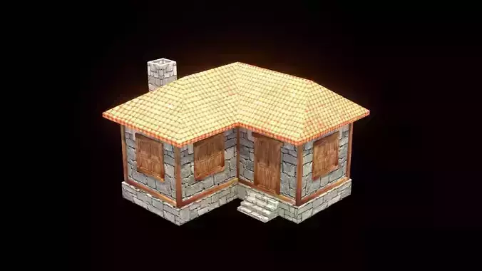 medieval house low poly village town residential game ready 4