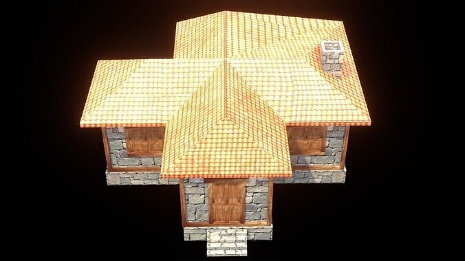 medieval house low poly village town residential game ready 33 Low-poly 3D model 2