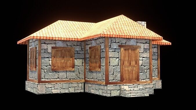 medieval house low poly village town residential game ready 33 Low-poly 3D model 3