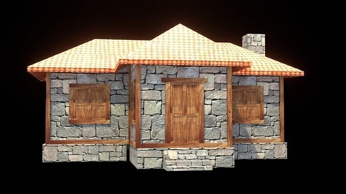 medieval house low poly village town residential game ready 33 Low-poly 3D model 4