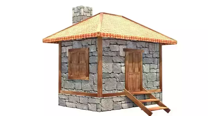 medieval house low poly village town residential game ready 31