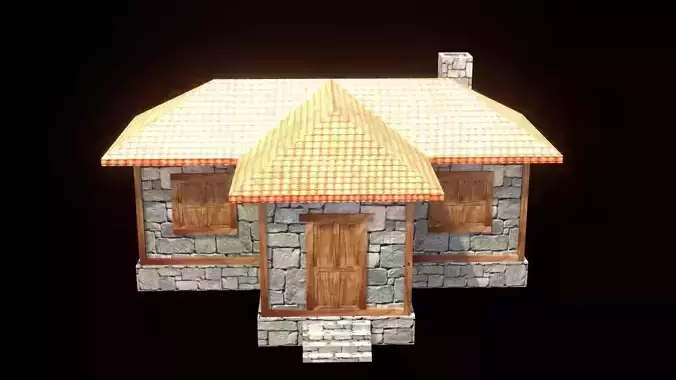 medieval house low poly village town residential game ready 3